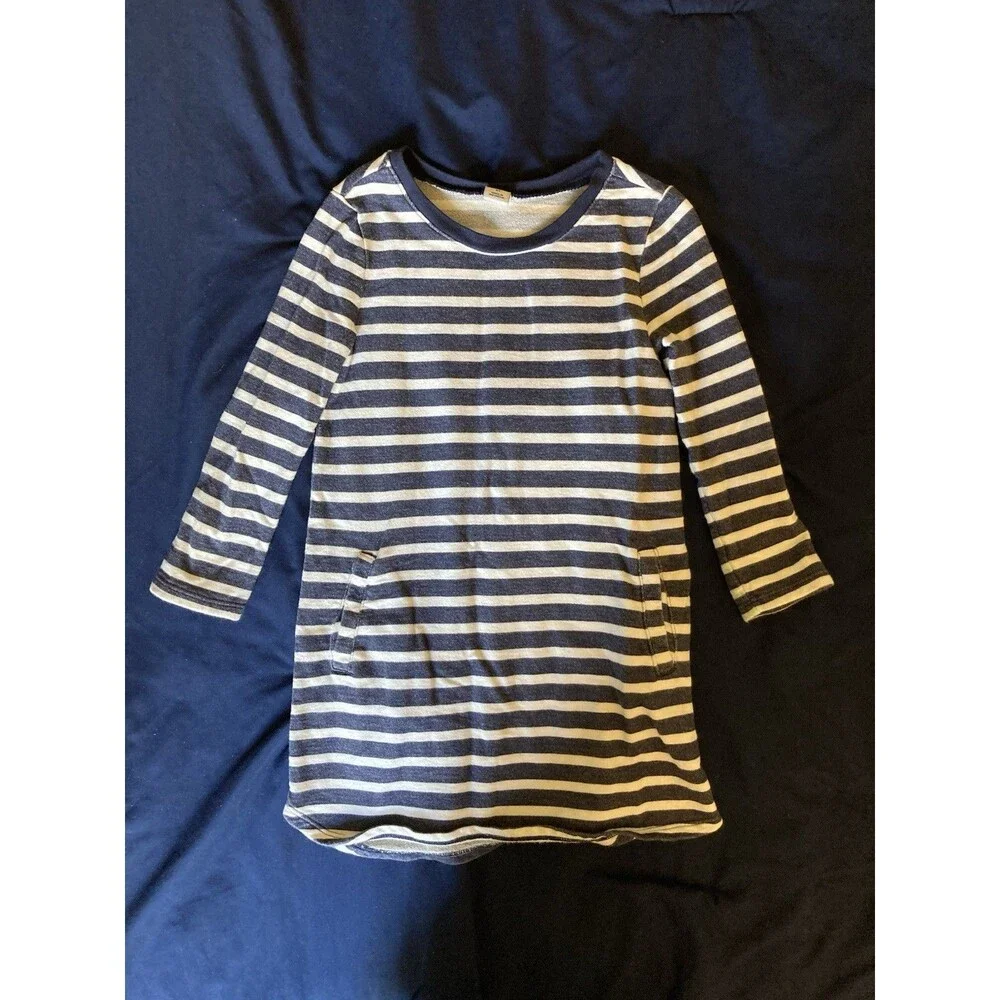 4T Old Navy girl clothes - 1 piece dress | navy blue & white striped theme